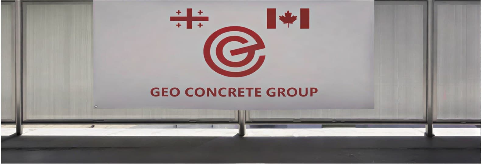 Concrete project wall with Geo Concrete Group branding